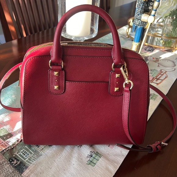 Michael Kors Leather Sandrine Studded Satchel Crossbody~EUC~ - Picture 2 of 4